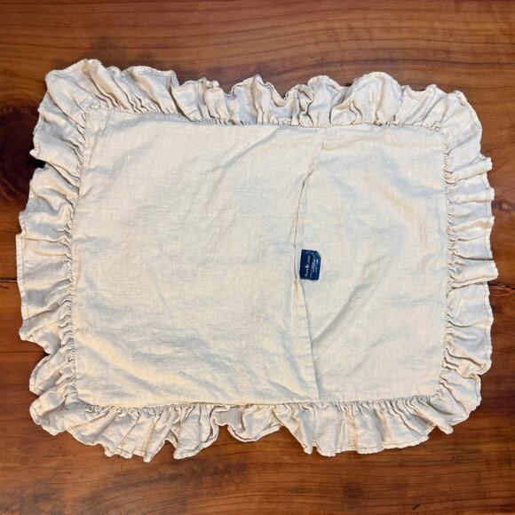 Vintage Ralph Lauren Pillow Sham Linen Ruffle Classic Avery G3-10 - Picture 4 of 6